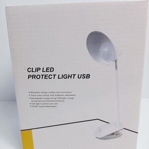 White Clip LED Desk Lamp USB Rechargeable 3 Bright Levels Touch Sensor Flexible